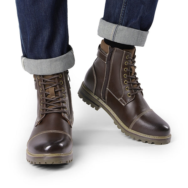 Bruno Marc Men's Motorcycle-Styled Oxford Boots