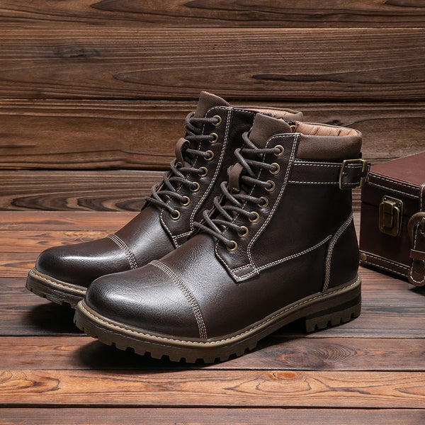 Bruno Marc Men's Motorcycle-Styled Oxford Boots