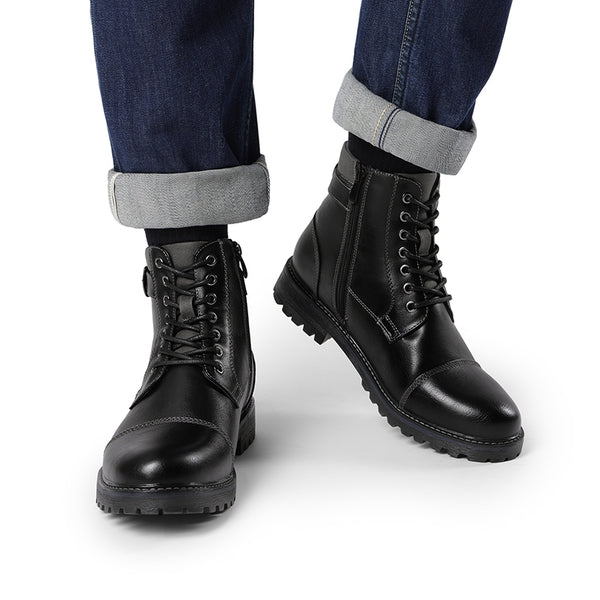 Bruno Marc Men's Motorcycle-Styled Oxford Boots