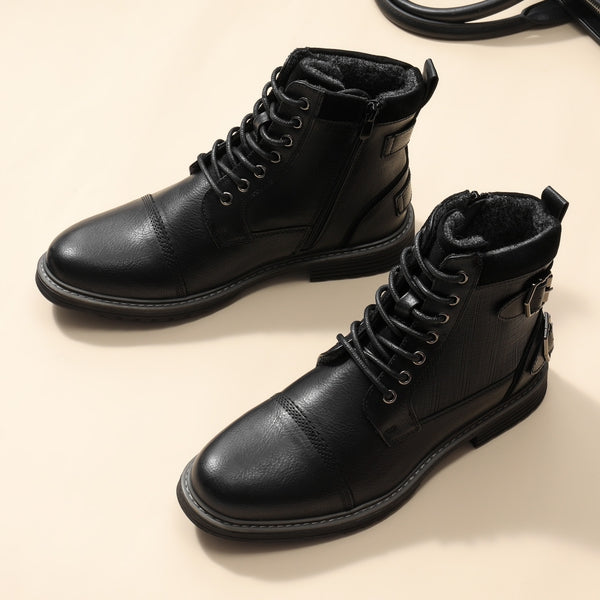 Bruno Marc Men's Fur-Lined Oxford Dress Boots