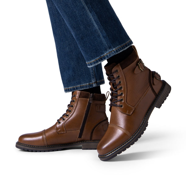 Bruno Marc Men's Fur-Lined Oxford Dress Boots