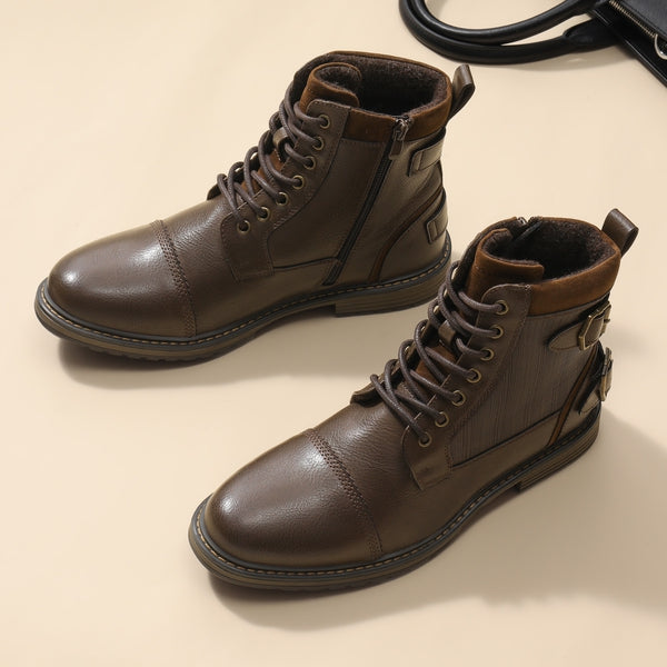 Bruno Marc Men's Fur-Lined Oxford Dress Boots