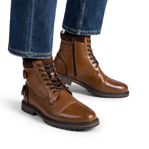 Bruno Marc Men's Fur-Lined Oxford Dress Boots