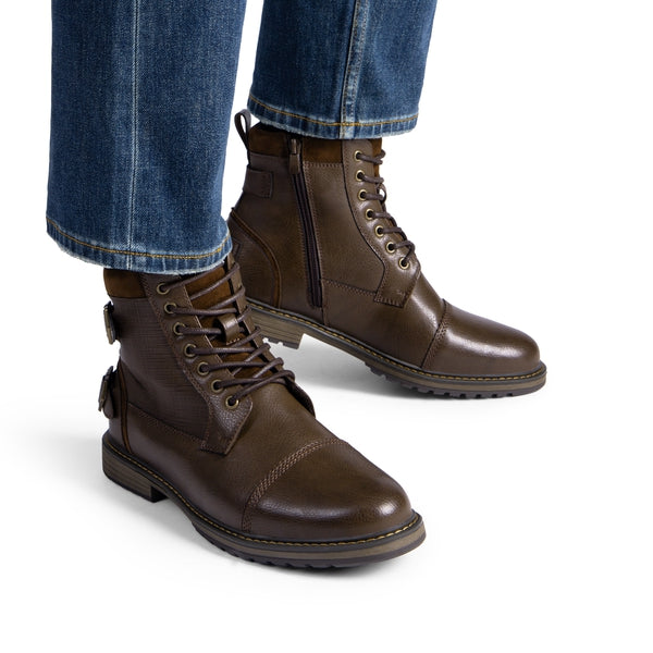 Bruno Marc Men's Fur-Lined Oxford Dress Boots