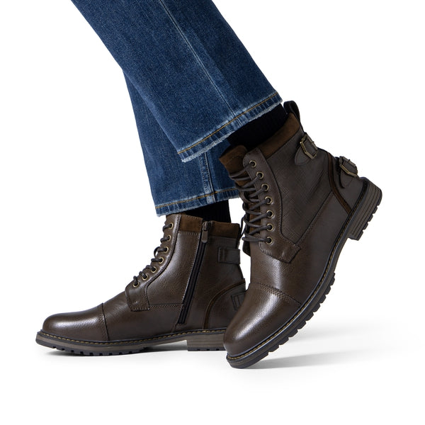 Bruno Marc Men's Fur-Lined Oxford Dress Boots