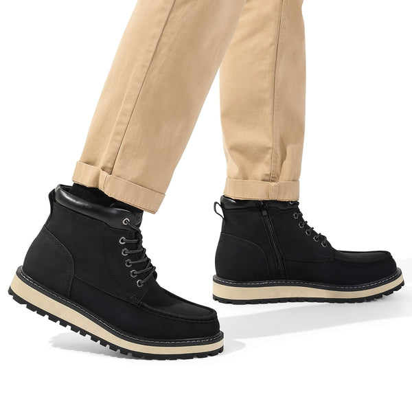 Bruno Marc Men's Moc Toe Leather Fashion Boots