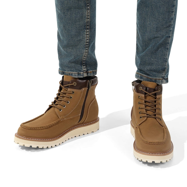 Bruno Marc Men's Moc Toe Leather Fashion Boots