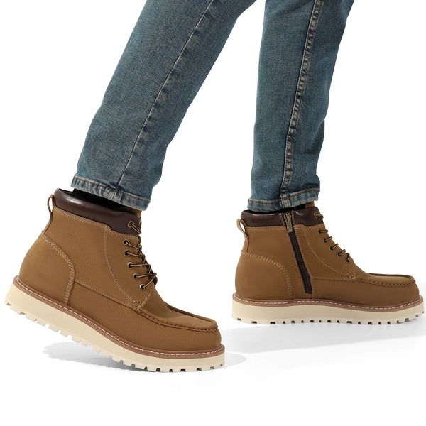 Bruno Marc Men's Moc Toe Leather Fashion Boots