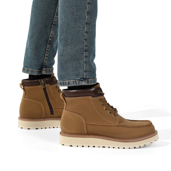 Bruno Marc Men's Moc Toe Leather Fashion Boots