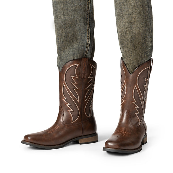 Bruno Marc Men’s Embroidered Western Cowboy Boots