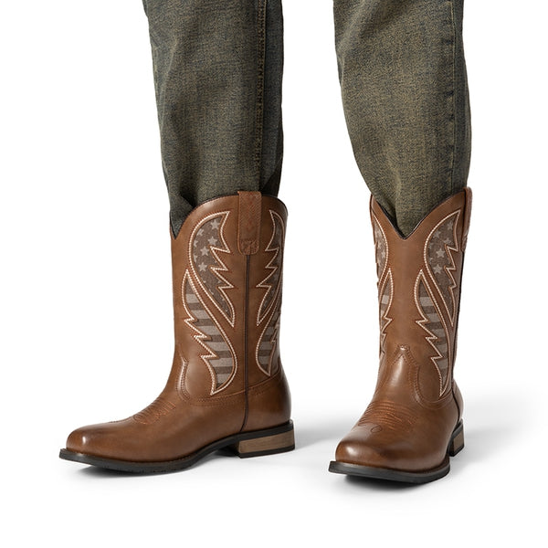 Bruno Marc Men’s Embroidered Western Cowboy Boots