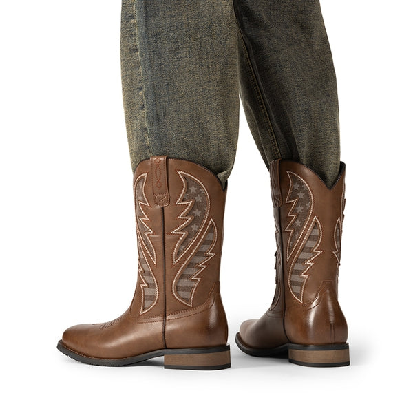 Bruno Marc Men’s Embroidered Western Cowboy Boots