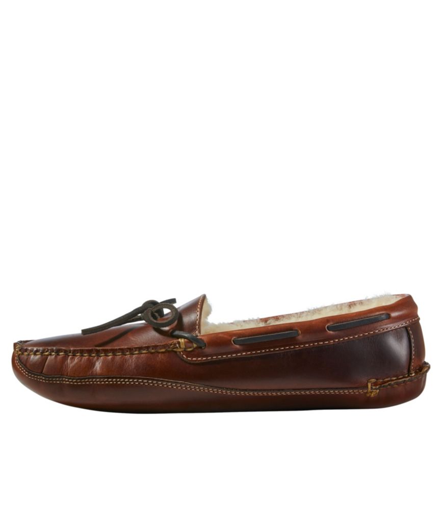 Men'S L.L.Bean Leather Double-Sole Slippers, Shearling-Lined