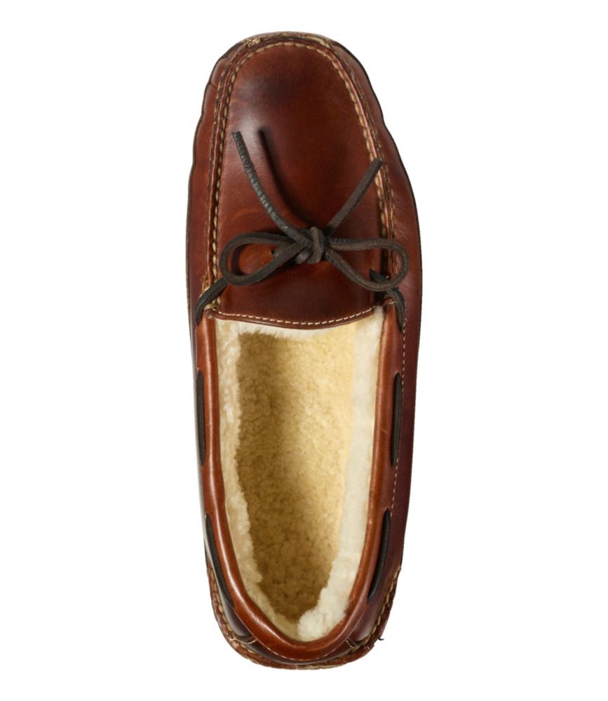 Men'S L.L.Bean Leather Double-Sole Slippers, Shearling-Lined