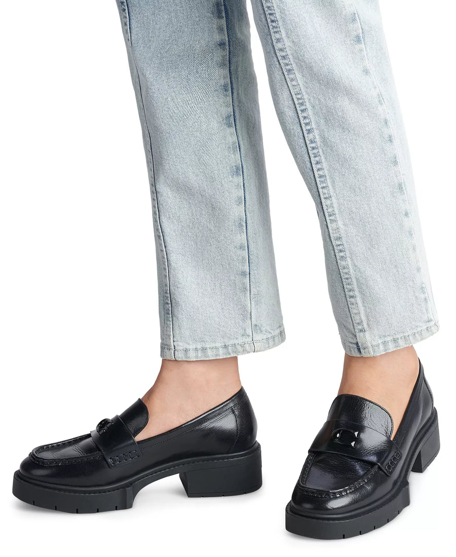 Coach Women's Leah Platform Leather Lug Sole Loafers