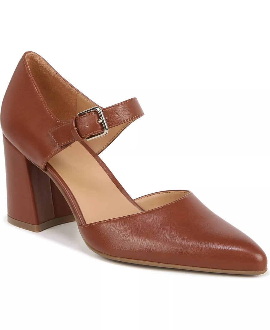 Naturalizer Women's Pixie Mary Jane Pointed Toe Block Heel Pumps