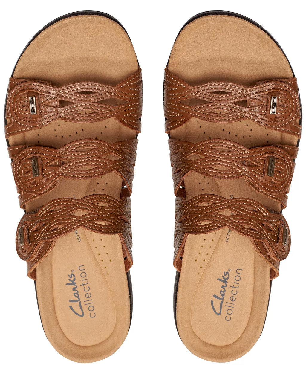 Clarks Laurieann Ruby Scalloped Twist Strap Slide Sandals