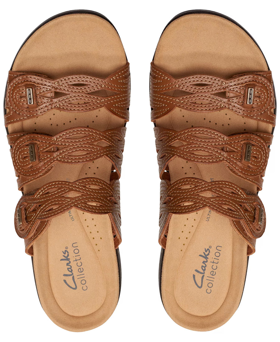 Clarks Laurieann Ruby Scalloped Twist Strap Slide Sandals