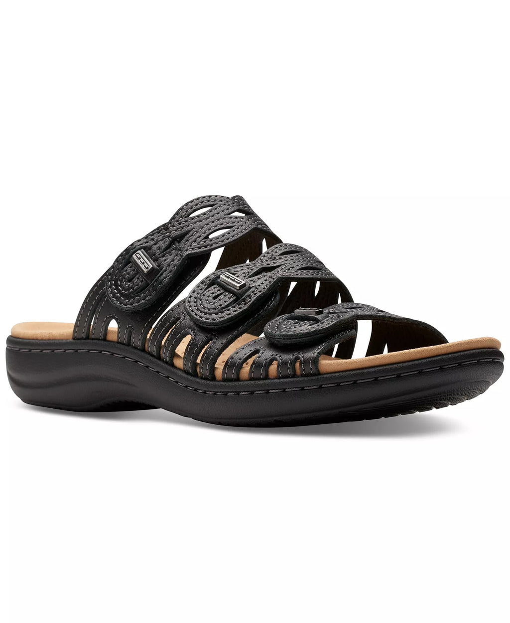 Clarks Laurieann Ruby Scalloped Twist Strap Slide Sandals