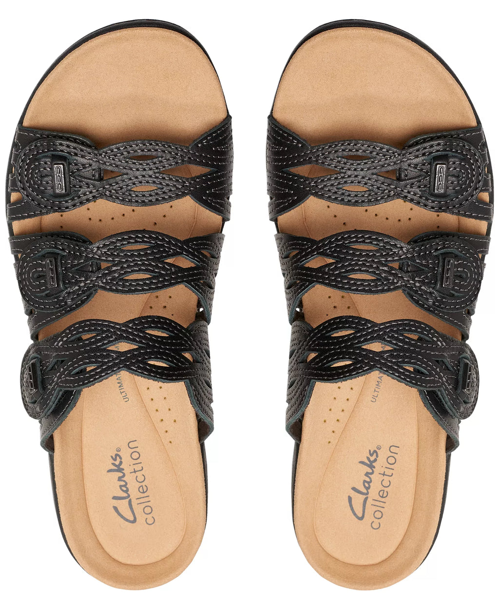 Clarks Laurieann Ruby Scalloped Twist Strap Slide Sandals