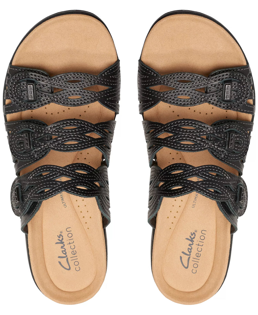 Clarks Laurieann Ruby Scalloped Twist Strap Slide Sandals