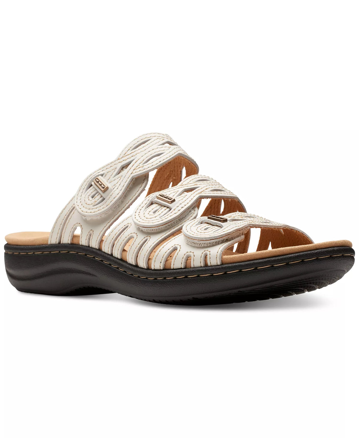 Clarks Laurieann Ruby Scalloped Twist Strap Slide Sandals