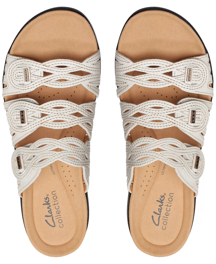 Clarks Laurieann Ruby Scalloped Twist Strap Slide Sandals