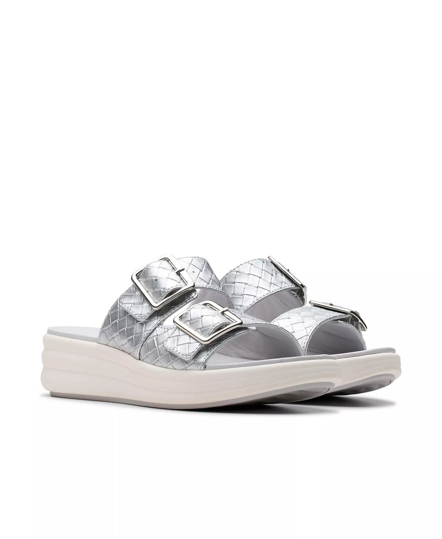 Clarks Women's Drift Buckle Slip-On Slide Wedge Sandals