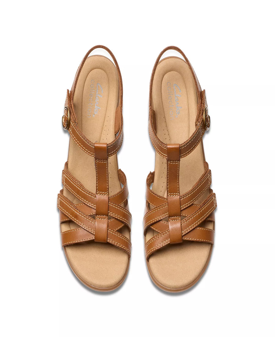 Clarks Emily2 Rose Leather Block Heel Sandals
