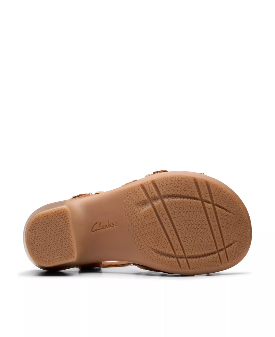 Clarks Emily2 Rose Leather Block Heel Sandals