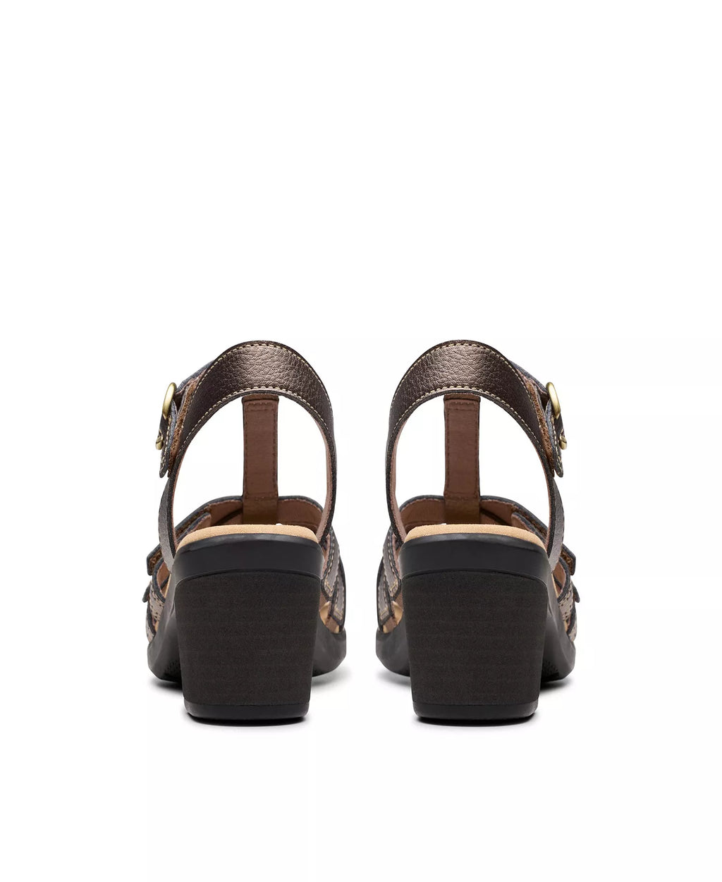 Clarks Emily2 Rose Leather Block Heel Sandals