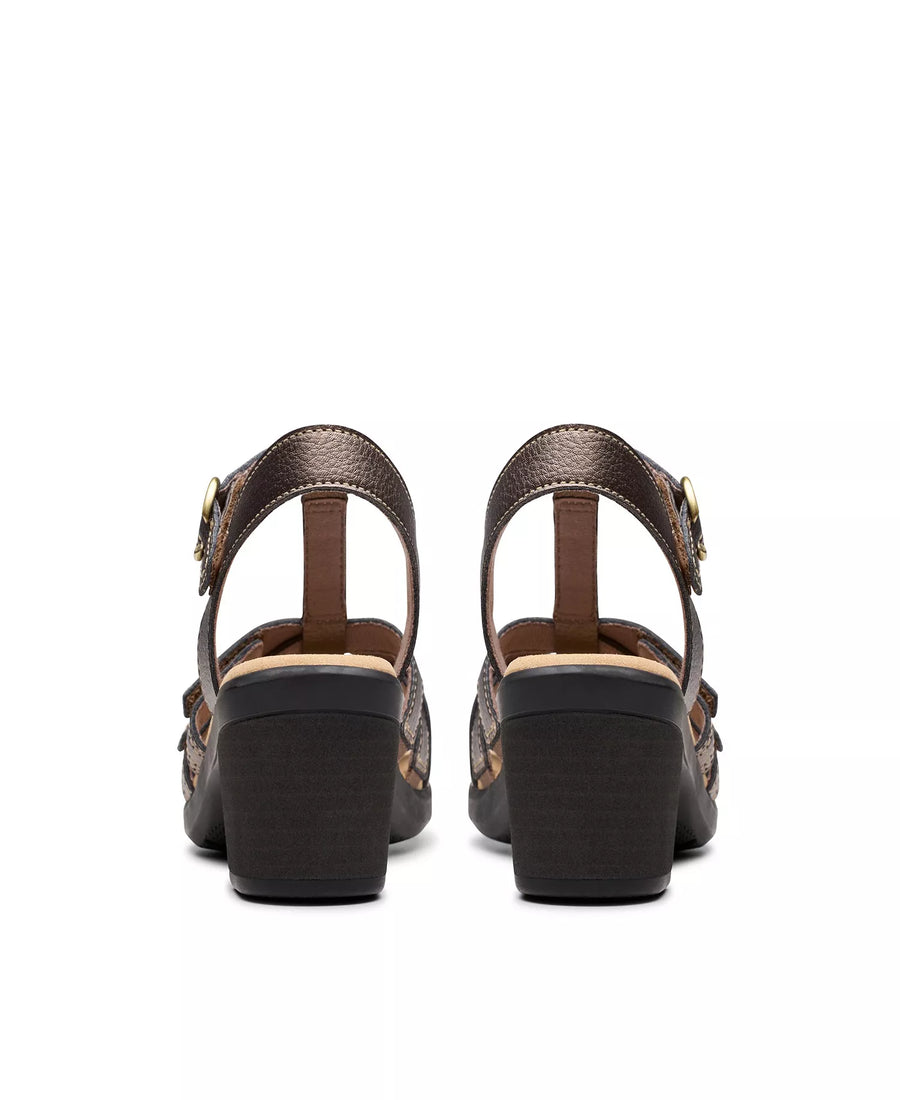 Clarks Emily2 Rose Leather Block Heel Sandals