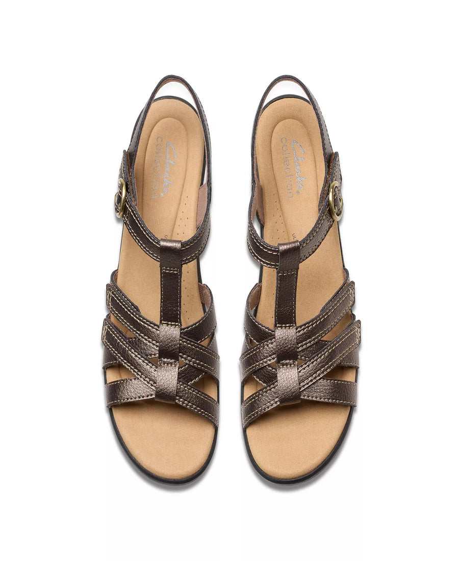 Clarks Emily2 Rose Leather Block Heel Sandals