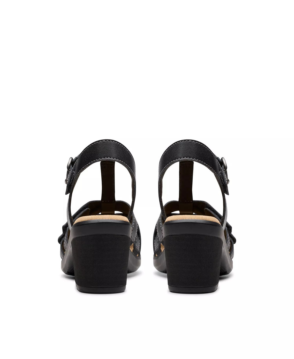 Clarks Emily2 Rose Leather Block Heel Sandals