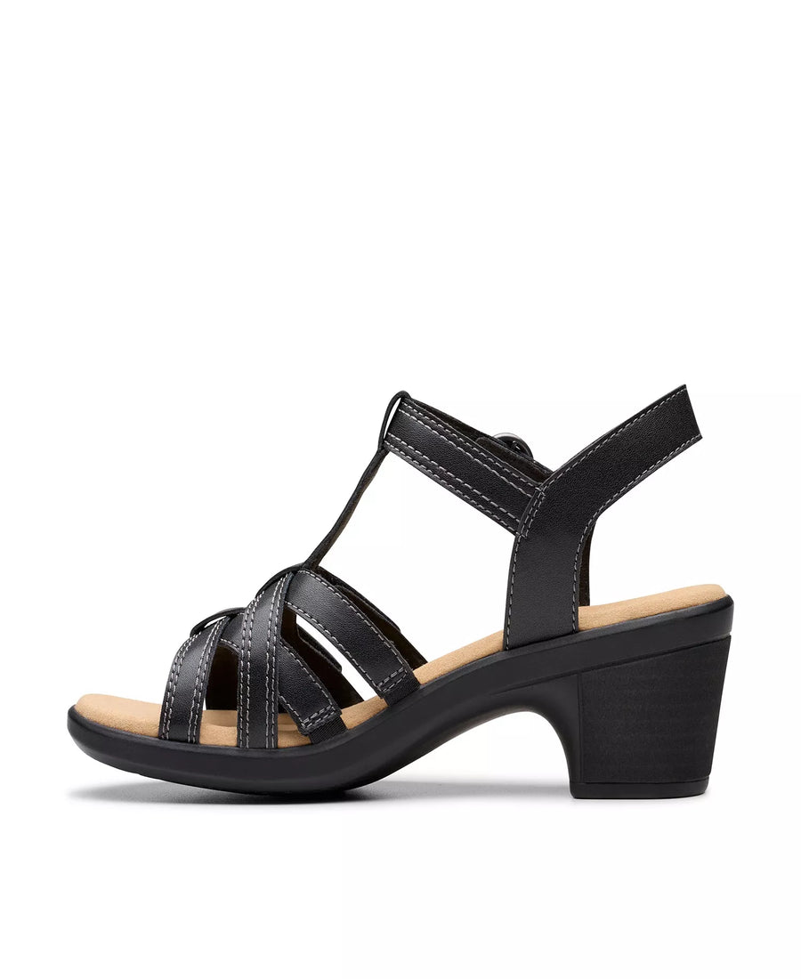 Clarks Emily2 Rose Leather Block Heel Sandals