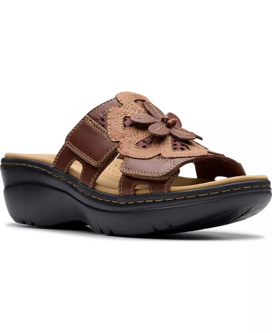 Clarks Merliah2 Belle Flower Leather Wedge Sandals