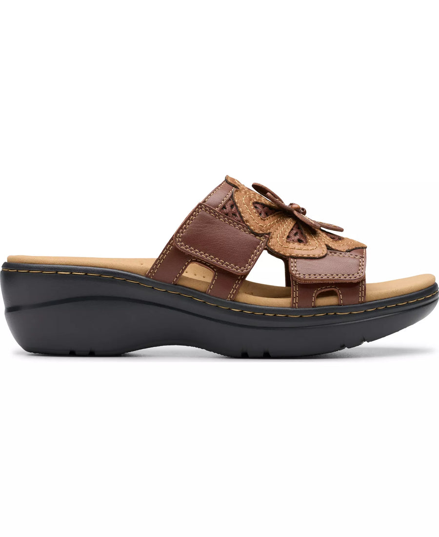 Clarks Merliah2 Belle Flower Leather Wedge Sandals