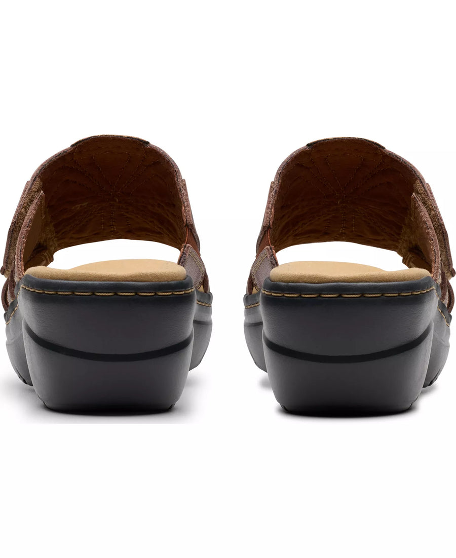 Clarks Merliah2 Belle Flower Leather Wedge Sandals