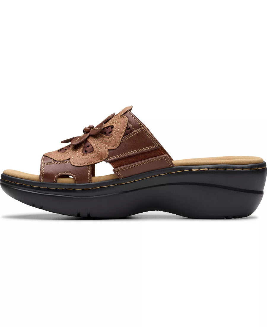 Clarks Merliah2 Belle Flower Leather Wedge Sandals