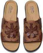 Clarks Merliah2 Belle Flower Leather Wedge Sandals