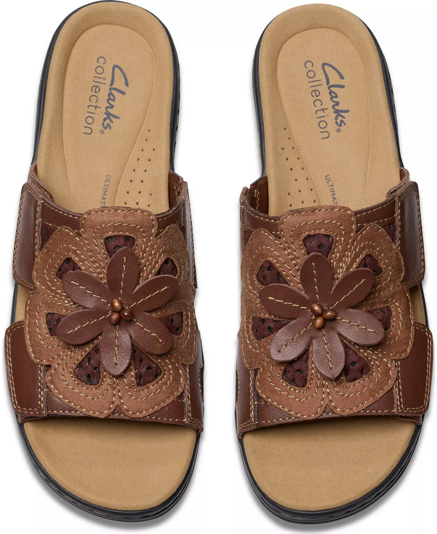 Clarks Merliah2 Belle Flower Leather Wedge Sandals