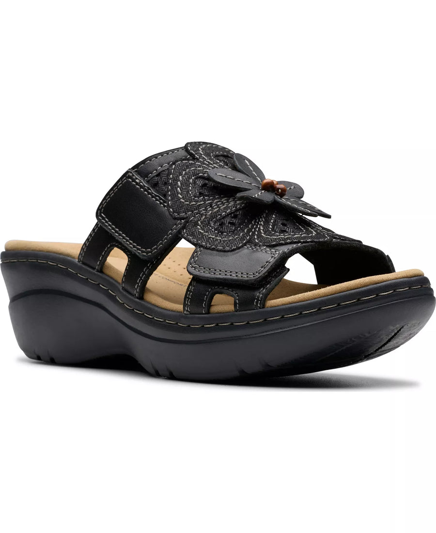 Clarks Merliah2 Belle Flower Leather Wedge Sandals
