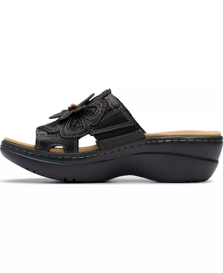 Clarks Merliah2 Belle Flower Leather Wedge Sandals