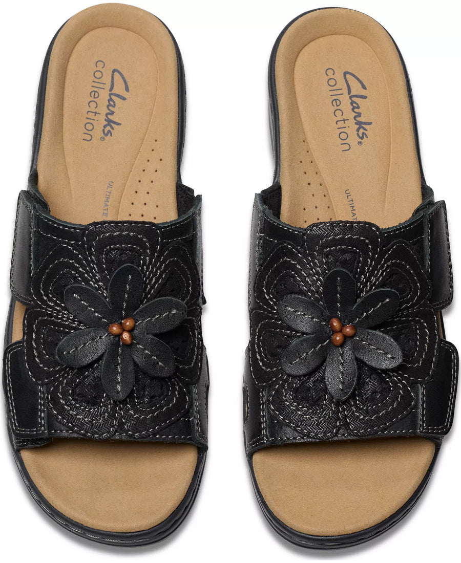 Clarks Merliah2 Belle Flower Leather Wedge Sandals