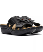Clarks Merliah2 Belle Flower Leather Wedge Sandals