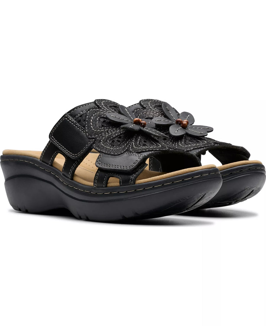 Clarks Merliah2 Belle Flower Leather Wedge Sandals