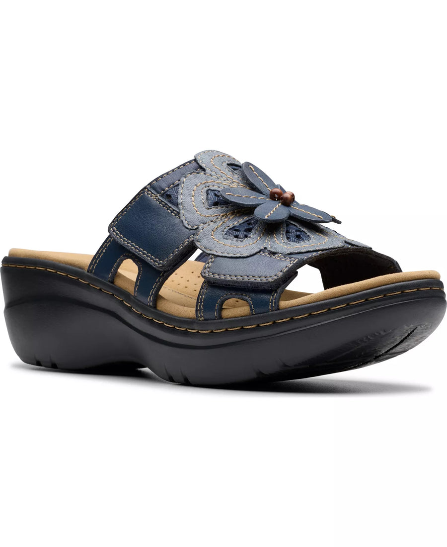 Clarks Merliah2 Belle Flower Leather Wedge Sandals