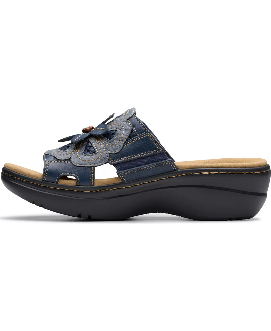 Clarks Merliah2 Belle Flower Leather Wedge Sandals
