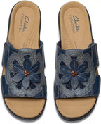 Clarks Merliah2 Belle Flower Leather Wedge Sandals