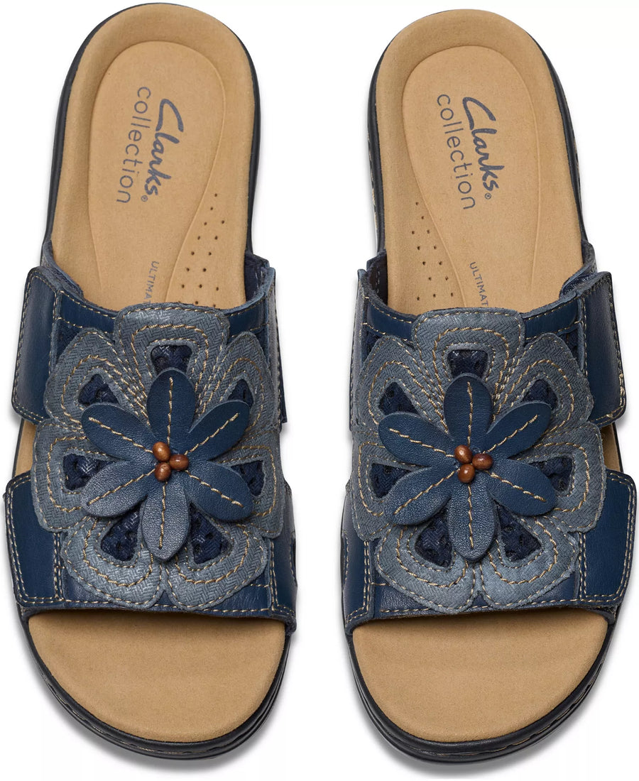 Clarks Merliah2 Belle Flower Leather Wedge Sandals
